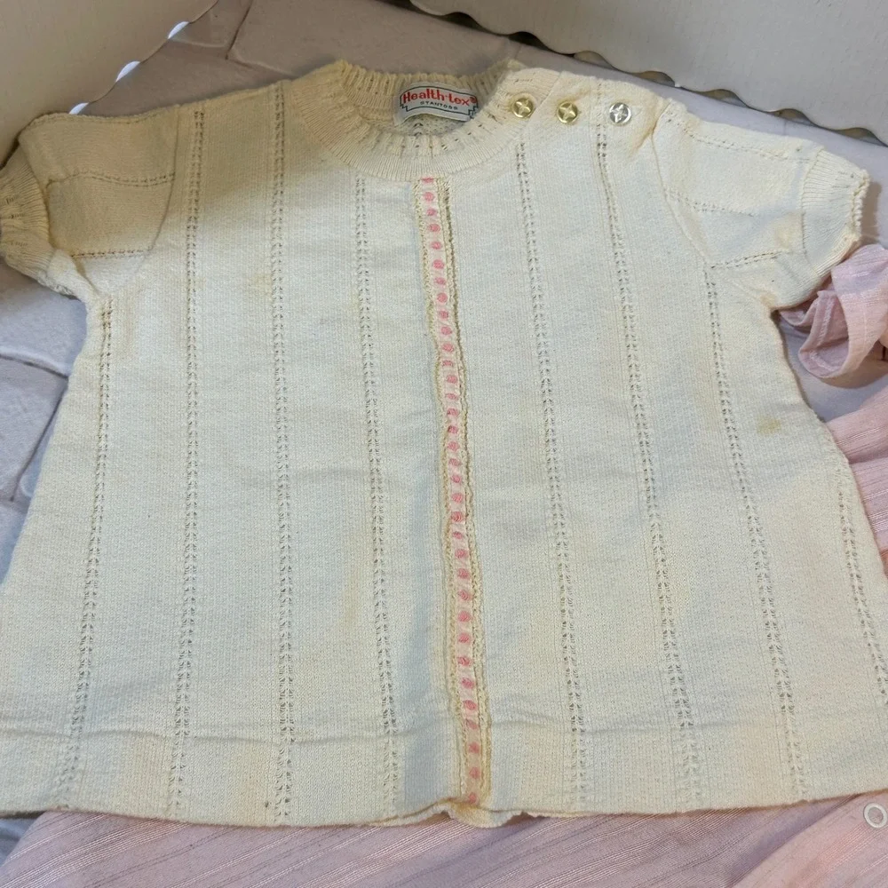 Vintage Health-tex Gerber‎ Baby Girl Knit Top Pink Footed Sleeper 12M 19-24lbs